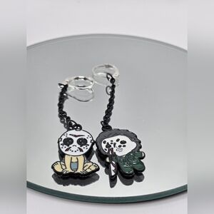 The Slasher Pair- Jason & Michael Myers Plug Charm Earrings Handmade 1 Of A Kind